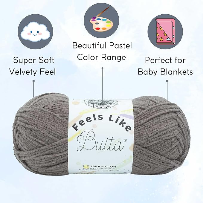 Lion Brand Feels Like Butta Cocoa 215-125 (6-Skeins - Same Dye Lot) Worsted Medium #4 Polyester Yarn for Crocheting and Knitting with Project Bag