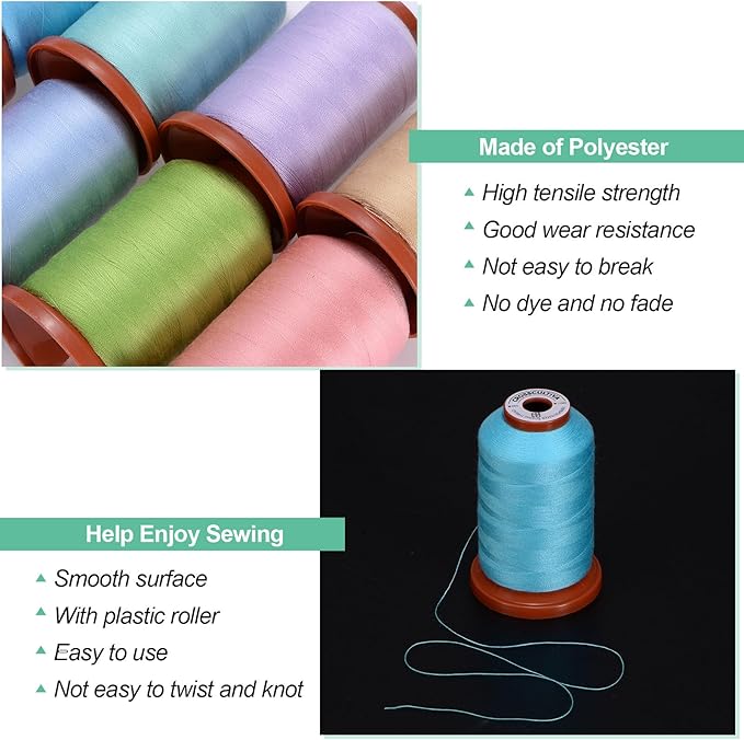 uxcell 40D/2 Sewing Thread 1100 Yards Polyester Household Sewing String Hand Stitching Polyester Cord for Clothing Stitching Shoe Bag Repairing DIY Craft Bright Blue