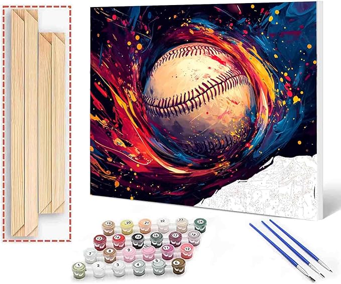DIY Paint by Numbers,Canvas Oil Painting Kit for Kids & Adults,16x20 Inch Acrylic Oil Painting On Canvas,Dazzling Rugby,Number Painting DIY Craft Kits for Home Room Decoration DIY Frame