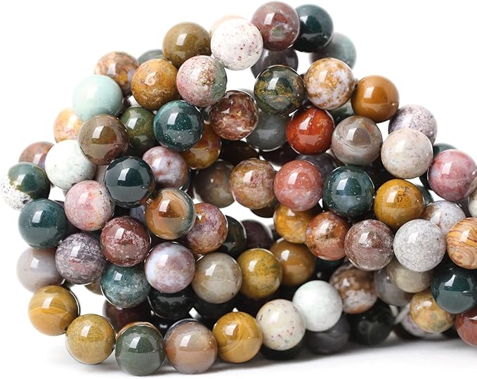 35PCS 10mm Natural Marine Agate Round Loose Beads for Jewelry Making DIY Findings 1 Strand 15"