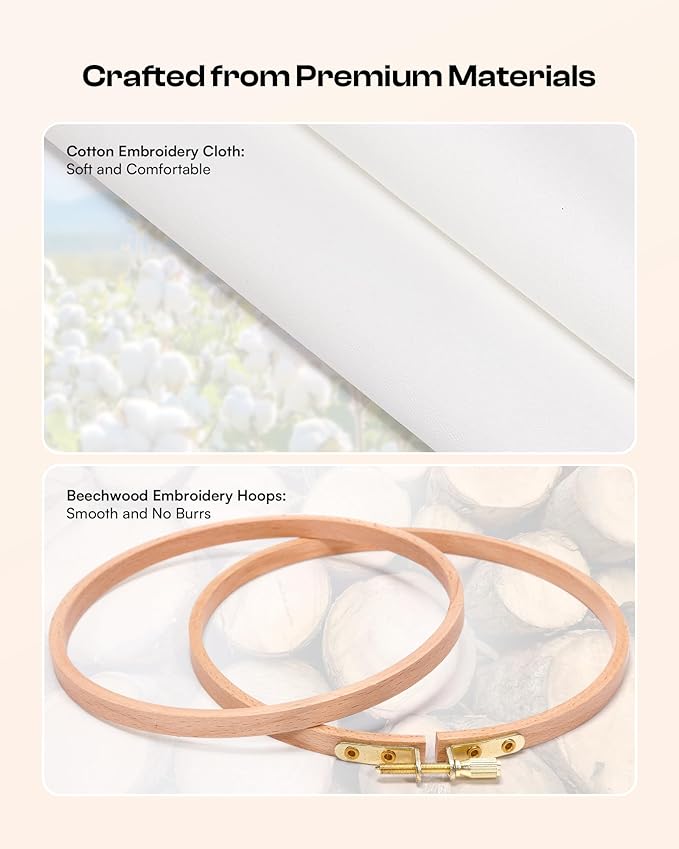 Caydo Luxury Embroidery Kit for Christmas Gift, Beginner Embroidery Kit for Adults with Exquisite Box, Embroidery Hoop, Embroidery Thread and Full Set Embroidery Tools