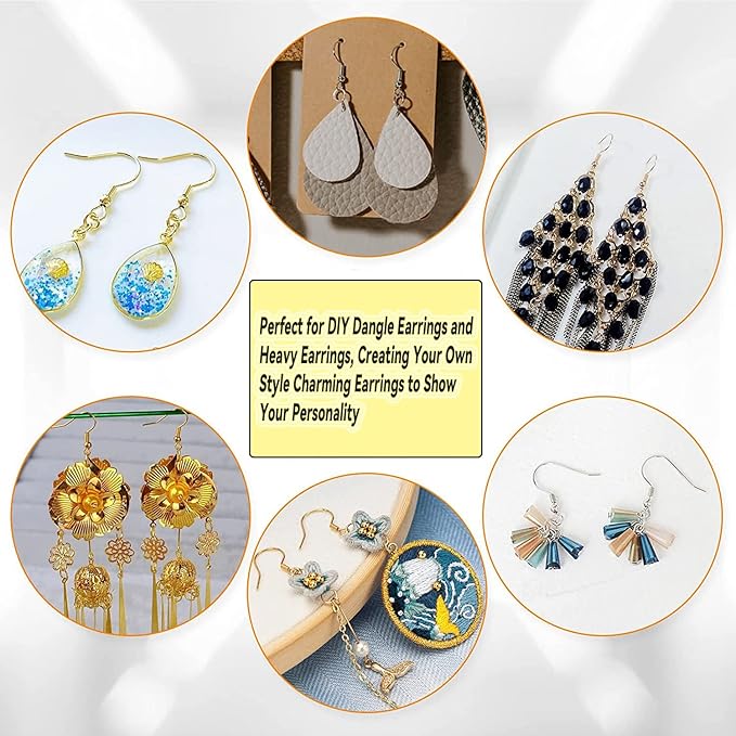 600Pcs Hypoallergenic Earring Hooks, Gold Earring Making Kit, with Earring Backs and Jump Rings for Jewelry Making (Gold)