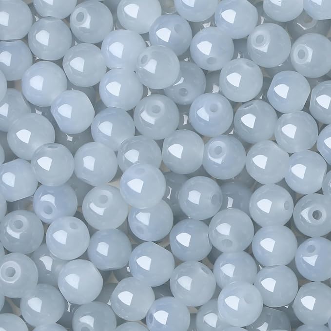 500Pcs Gray Glass Beads for Earring Bracelets,8mm Round Glass Crystal Beads for Jewelry Making Kits Bracelet Necklaces DIY Crafts for Beginners(Gray)