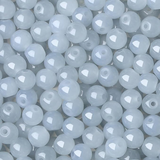 500Pcs Gray Glass Beads for Earring Bracelets,8mm Round Glass Crystal Beads for Jewelry Making Kits Bracelet Necklaces DIY Crafts for Beginners(Gray)