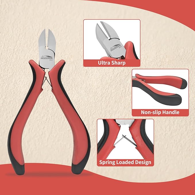 houseran wire cutters 4"-5 pack side cutters for jewelry making with spring loaded for diy, craft, repairing