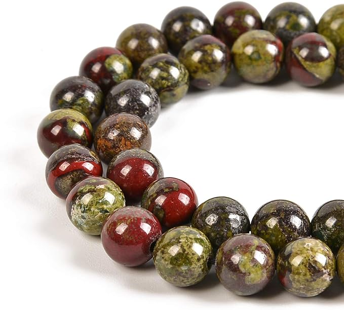 60pcs 6mm Natural Dragon Blood Jasper Gemstone Round Spacer Loose Stone Beads for Jewelry Making 15.5" 1 Strand (Dragon Blood Jasper, 6mm 60Beads)