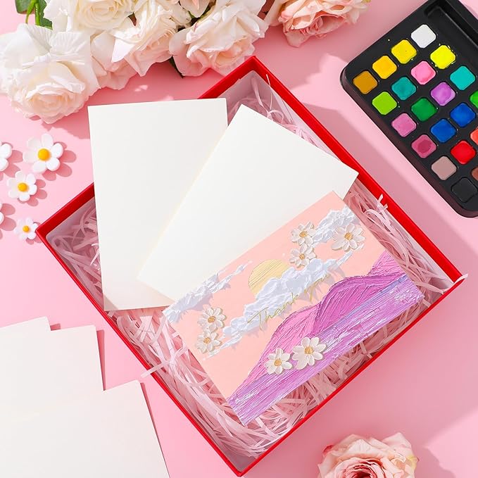 15 Sets Blank Watercolor Cards with Envelopes 4 x 6 in Cotton Watercolor Paper Cards 140lb/300GSM Foldable Watercolor Postcards with Envelopes for Greeting Cards Birthday Wedding Invitations