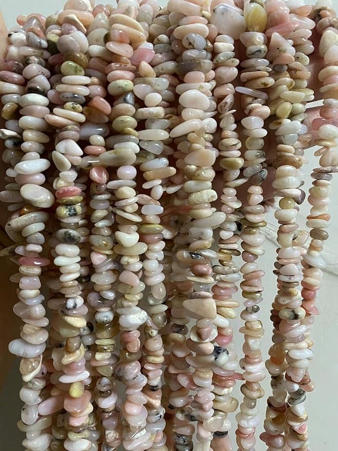 7-8mm Natural Pink Opal Gemstone Chips Beads Healing Crystals Waist Bracelets Necklace Kit Irregular Stone DIY Crafts Design Jewelry Making