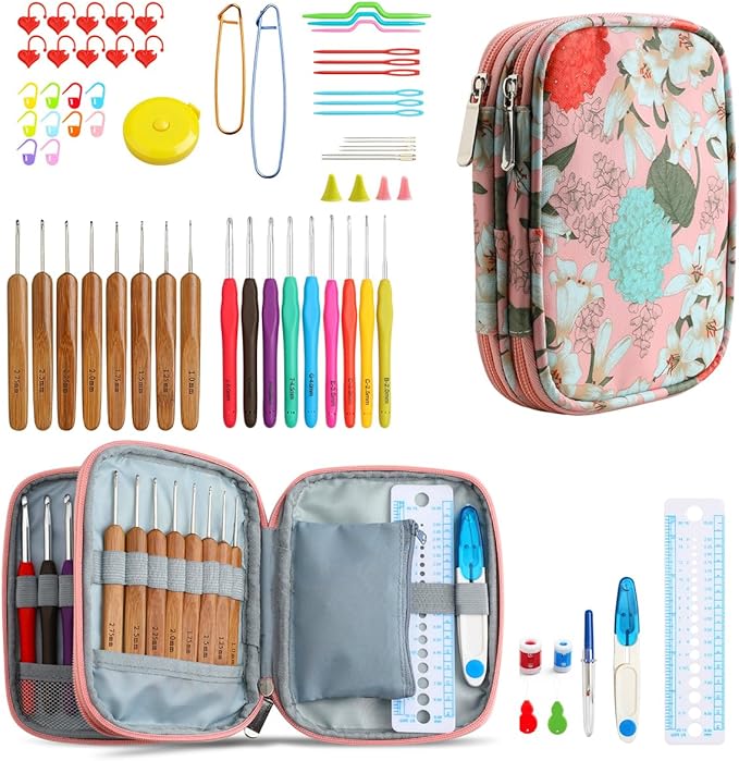 KOKNIT Crochet Hooks Set Ergonomic Grip Soft Handles Aluminum Crochet Hook (Pink 2)