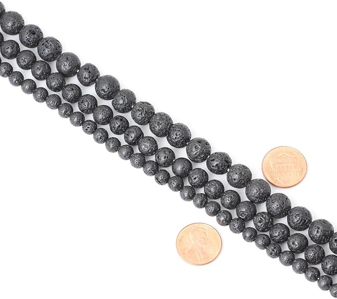 cheavian 10mm 35pcs black lava volcanic stone gemstone round loose beads for jewelry making 1 strand 15"