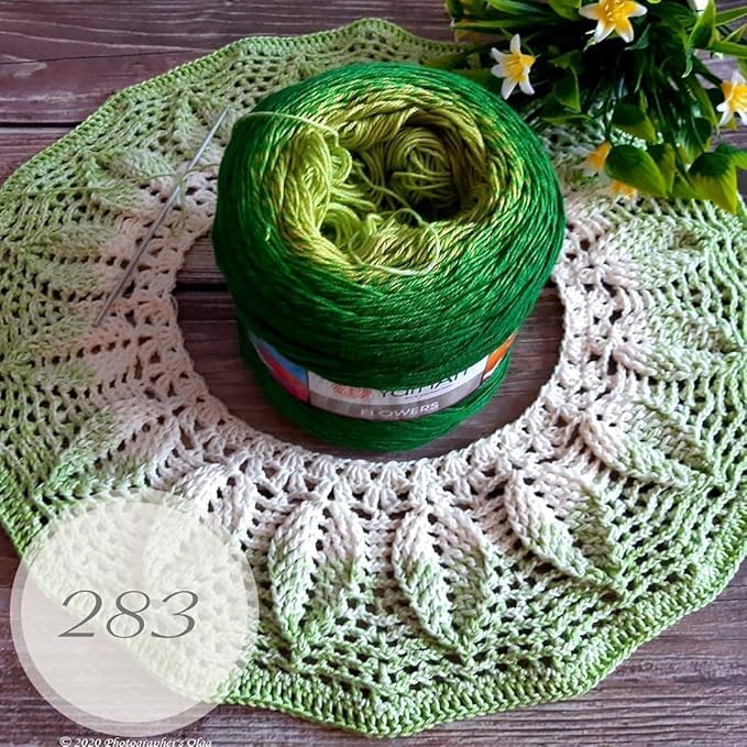 Yarn Art YarnArt Flowers Yarn 55% Cotton 45% Acrylic 250gr 1094yds Multicolor Cotton Yarn Rainbow Crochet Yarn Spring Summer - 1 Fine Sport Skein (283)