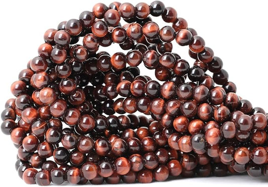 cheavian 60pcs 6mm natural red tiger eye gemstone round loose beads for jewelry making diy findings 1 strand 15"