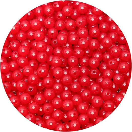 bonny boxx 500pcs 8mm jelly red acrylic round beads, smooth transparent acrylic balls, plastic resin gumball bubblegum chunky beads for necklace & bracelet making, crafting supplies