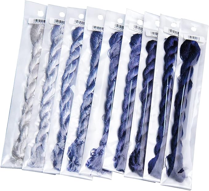 Natural 100% Silk Thread, Handmade Embroidery Thread Silk Floss 9 Colors 110m Each (22)
