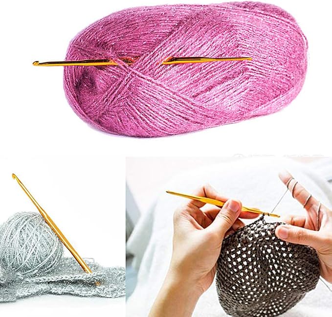 40 Pcs Double End Crochet Hook Set, Include 10 Pcs Golden Aluminum Crochet Needles, 10 PCS Knitting Crochet Markers Ring, 20 PCS Knitting Stitch Markers for Craft DIY