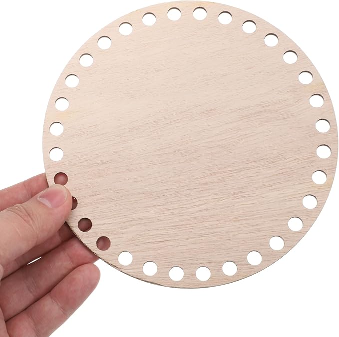 PATIKIL 4"/6"/8"/10" Diameter Crochet Basket Bottom, 4 Pcs Round Blank Crochet Knitting Wooden Base for DIY Craft Weaving Basket Making Supplies Home Decoration, Brown