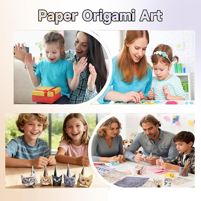 DIY Paper Cats Origami Kit – 50 Sheets 3D Origami Paper to Fold Adorable Cat Figures, Fun Creative Craft Activity for Adults & Teens, Cute Desk Decor & Unique Gift for Cat Lovers