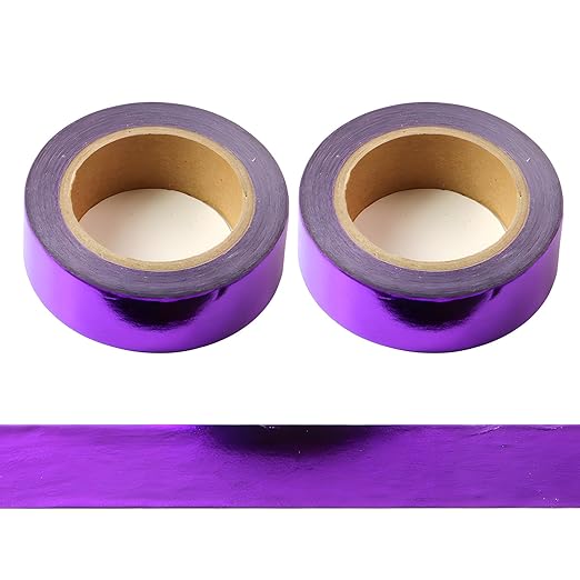 Purple Foil Washi Tape for Wall Decor - Metallic, Mirror, Duct Tape (0.59in x 33FT, 2 Rolls)