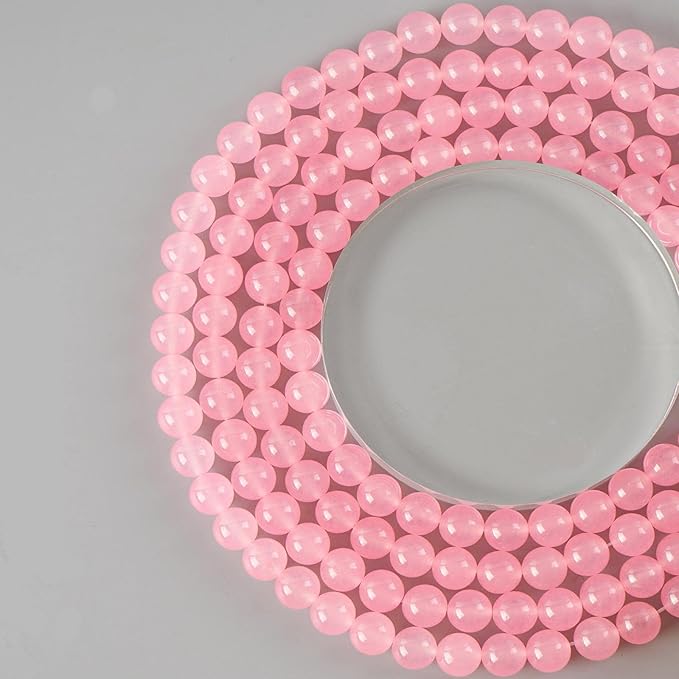 6mm Natural Rose Chalcedony Round Bead - 60PCS Bulk Gemstone Beads for Jewelry Making, DIY Bracelets, Necklaces - Includes Crystal Stretch Cord - Stone Beads for Crafting Gifts