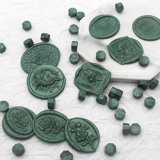 600pcs pine green wax seal beads, andotopee premium sealing wax pellets for stamp seals, wedding invitations, letter envelopes, scrapbook diy crafts & christmas card gift decor