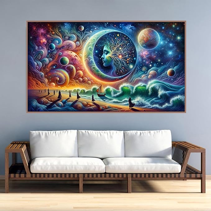 mrpwnle 5D Diamond Painting Kits for Adults, DIY Large Size Moon Diamond Art Kits for Adults, Abstract Landscape Full Drill Gem Art Kits for Home Wall Decor Gifts 27.5 X 15.7 Inch
