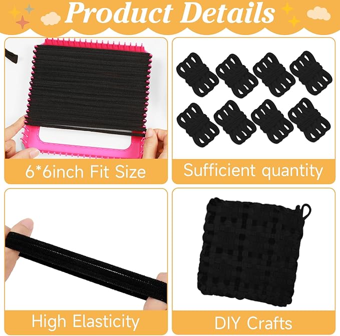 Naozinebi 600-Piece Muti-Colored Weaving Loom Kit - Potholder Loops, Elastic Weaving Craft Loops for DIY Flexible Loom, Kids & Adults DIY Crafts
