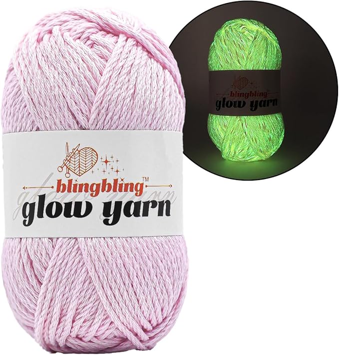 Glow in The Dark Yarn - 100g/3.5oz Photoluminescent Pink DK #3 Light Weight, Beginner-Friendly Crochet & Knitting Supplies