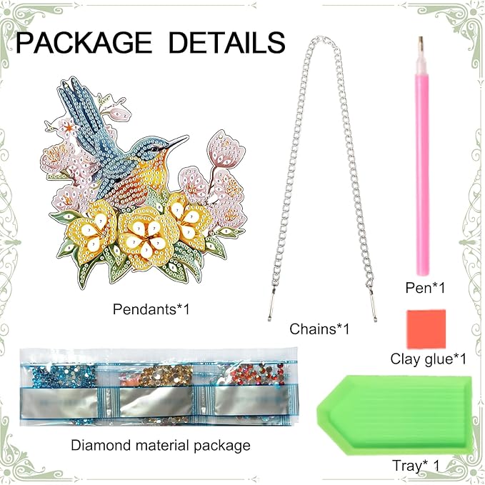 DIY 5D Bird Flower Diamond Art Painting Kits Hanging Sign Wall Art Sign Special Shaped Diamond Art Window Hanging Ornament Pendants Home Garden Wall Door Hanging Diamond Art Kits Valentine's Day Gift