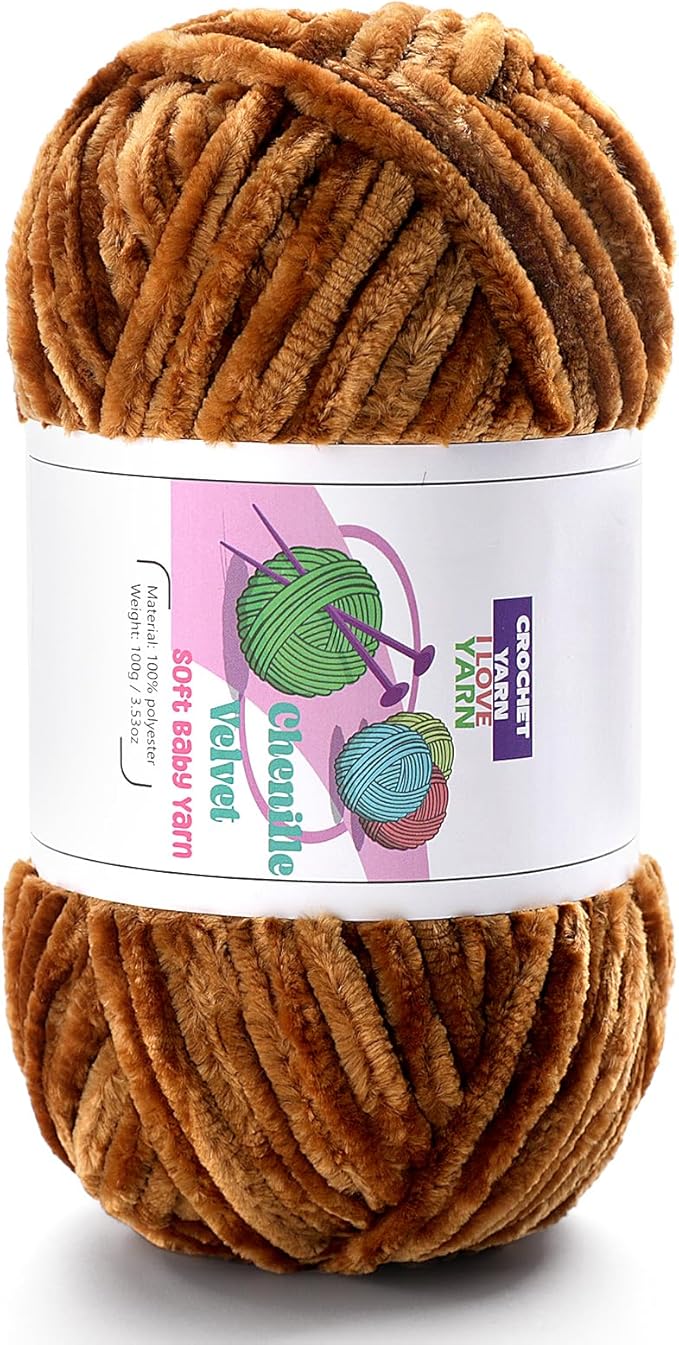 Plush Chenille Chunky Yarn, Velvet Fluffy Yarn for Hand Knitting, Baby Yarns for Crocheting Soft Making Blankets, Scarves, Dolls (3.5oz 87.5yds Each)