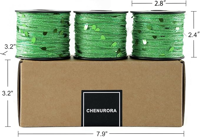 Artisanal Yarn Collection Multifiber Fancy Yarn for Knitting Crocheting Crafts DIY, Set of 3 Rolls (Grass Green Teardrop Sequins)