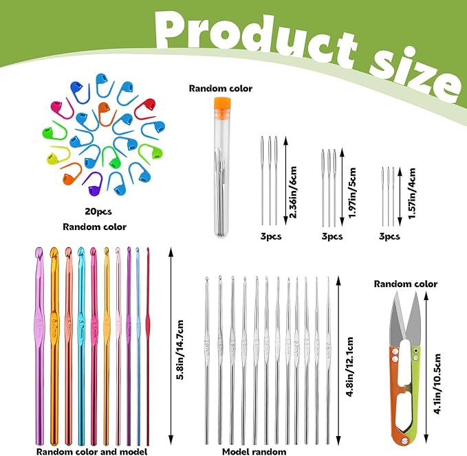 IMZAY 54 Pcs Crochet Hooks Set, 22 PCS Crochet Hooks Kit, Aluminum Ergonomic Handle Crochet, Crochet Needles for Yarn Knitting Needles with Stitch Marker, DIY Hand Knitting Craft Art for Beginners