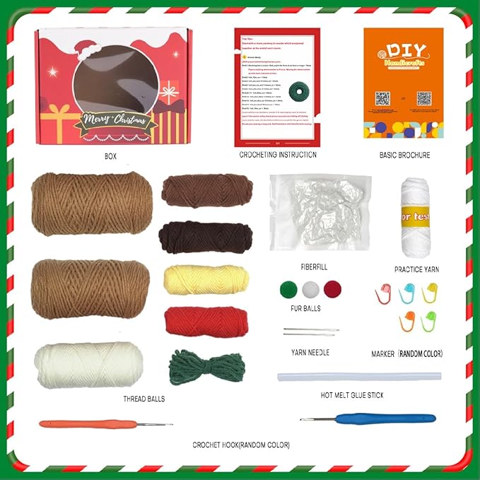 Crochet Set - Beginner Friendly Crochet Set with Step-by-Step Teaching Videos and Crochet Pattern Manuals (Christmas Snowy House)