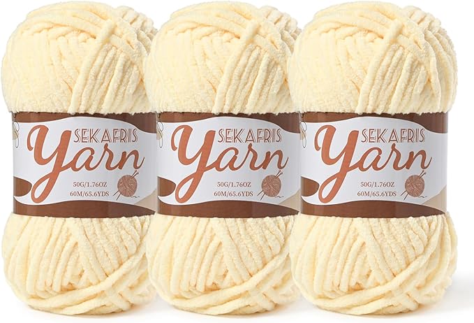 3 Pack Fluffy Velvet Yarn for Crocheting，Baby Blanket Yarn for Crocheting Soft，150g(196.8yds) Amigurumi Yarns，Plush Chenille Crochet Yarns，Puzzle Yarn for Crochet Weaving Craft(3 Yellowish)