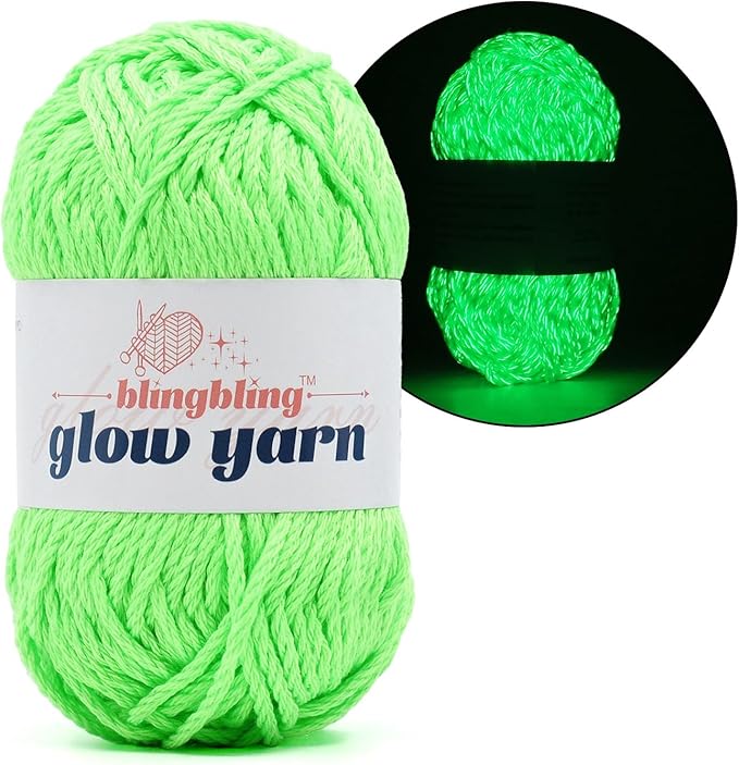 Glow in The Dark Yarn - 100g/3.5oz DK #3 Light Weight, Beginner-Friendly Crochet & Knitting Supplies (Mint Green, 1 Pack)