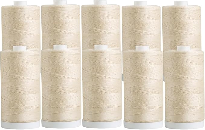 connecting threads 100% cotton thread sets - 1200 yard spools (set of 10 - cream)