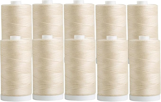 connecting threads 100% cotton thread sets - 1200 yard spools (set of 10 - cream)