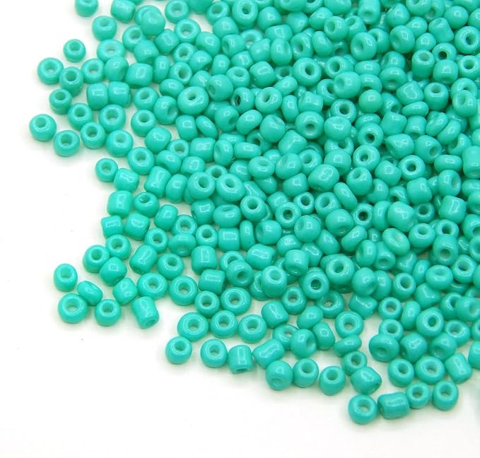 Perlin Glass Seed Beads 4mm 6/0 Round 1100pcs Mini Small Pony Spacer Beads Kit for Jewelry Making Earrings Bracelets Pendants Waist DIY Handmade (Turquoise Opaque)