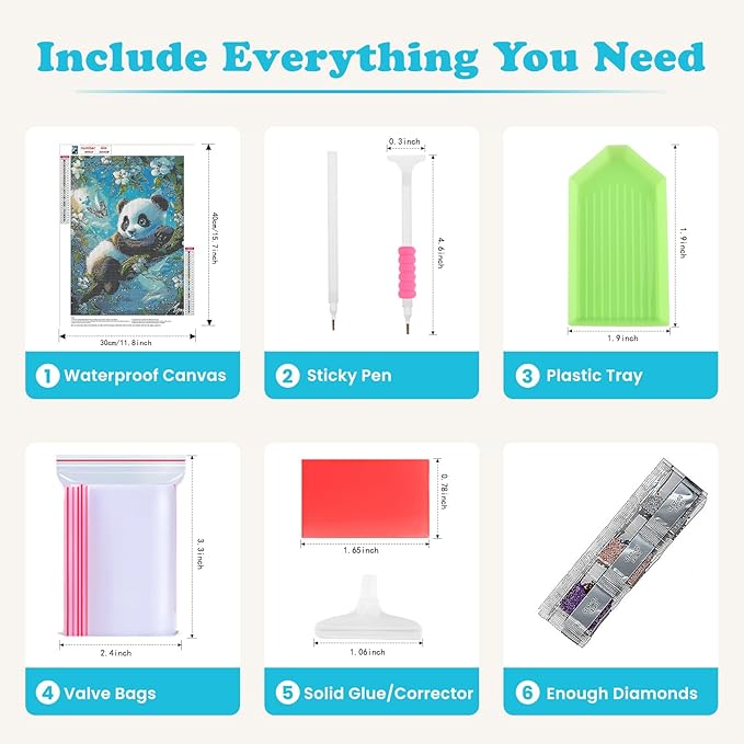 SENQAO Panda Diamond Painting Kits for Adults DIY 5D Diamond Art Paint with Round Diamonds Full Dril Gem Art Flower Panda Painting Kit for Home Wall Decor Gifts 12x16inch