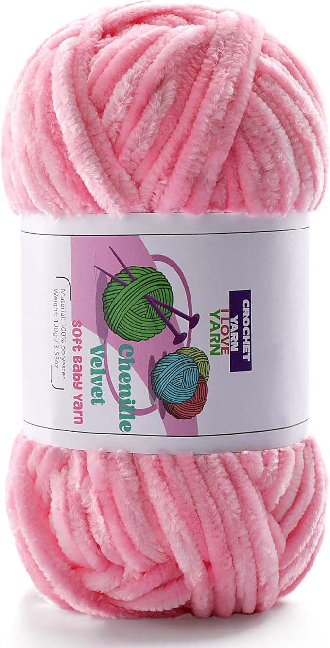 Plush Chenille Chunky Yarn, Velvet Fluffy Yarn for Hand Knitting, Baby Yarns for Crocheting Soft Making Blankets, Scarves, Dolls (3.5oz 87.5yds Each)