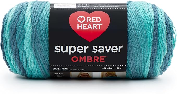 Red Heart Super Saver Ombre Yarn, Blue-Tiful
