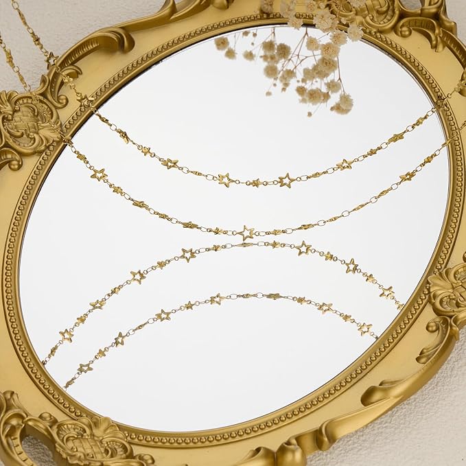 GTVOODX Gold PVD Stainless Steel Chains for Jewelry Making, 13 Feet Star Link Chain Bulk for Jewelry Making Necklace DIY Craft