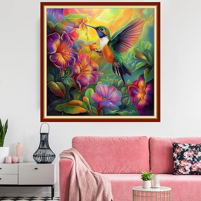 Redxing Stamped Cross Stitch Kits Embroidery kit for Beginners Adults Full Range of Embroidery Patterns Starter Kits DIY Printed Cross Stitch Kits Needlepoint Kits 11CT-Hummingbirds 18x18 inchs