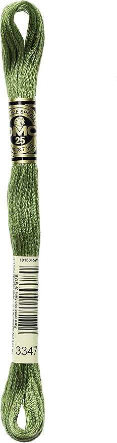 DMC 117-3347 Mouline Stranded Cotton Six Strand Embroidery Floss Thread, Medium Yellow Green, 8.7-Yard