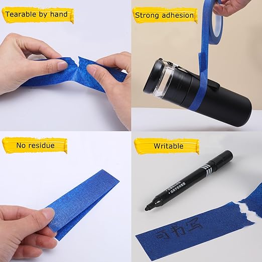Masking Master Tape - Blue Paint Tape for Multi-Purpose Painting & Decoration (0.94in x 180.3yd, 3 Rolls) - No Residue, Easy Removal