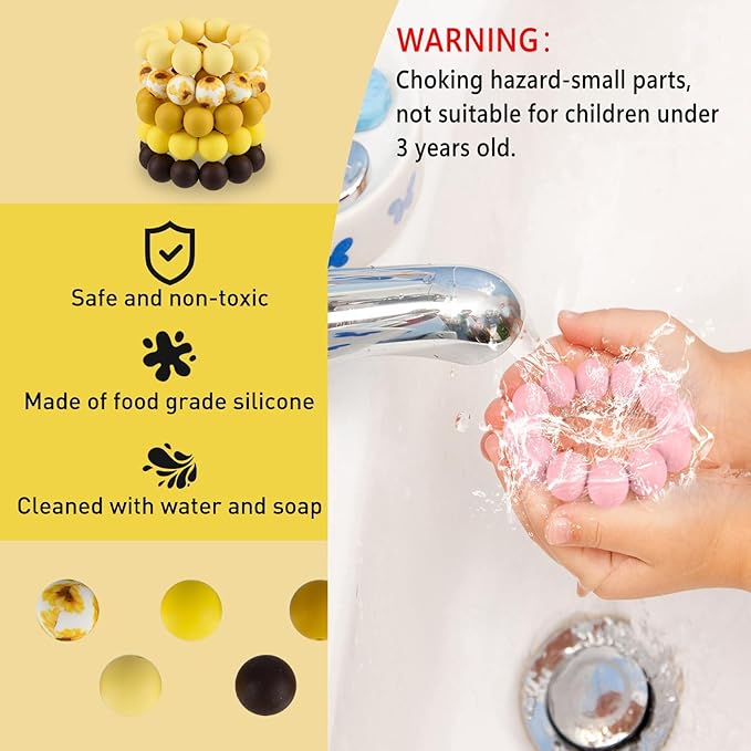 ASTARON 100 Pcs 15mm Silicone Beads for Keychain Making, Browm Yellow Beads Bulk Round Beads for Bracelets Crafts Beadable Pens Decorations Jewelry Making Party Favors Supplies