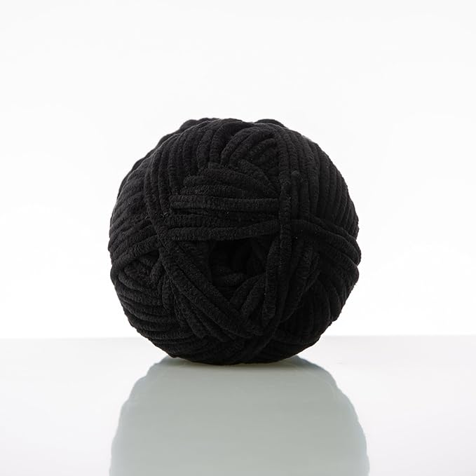 3PCS 3.5oz Chenille Yarn for Blankets Amigurumi: Soft Velvet Baby Yarn Blanket Knitting and Crocheting Bulky 5# Yarn 3 Skeins of 100g (Black)