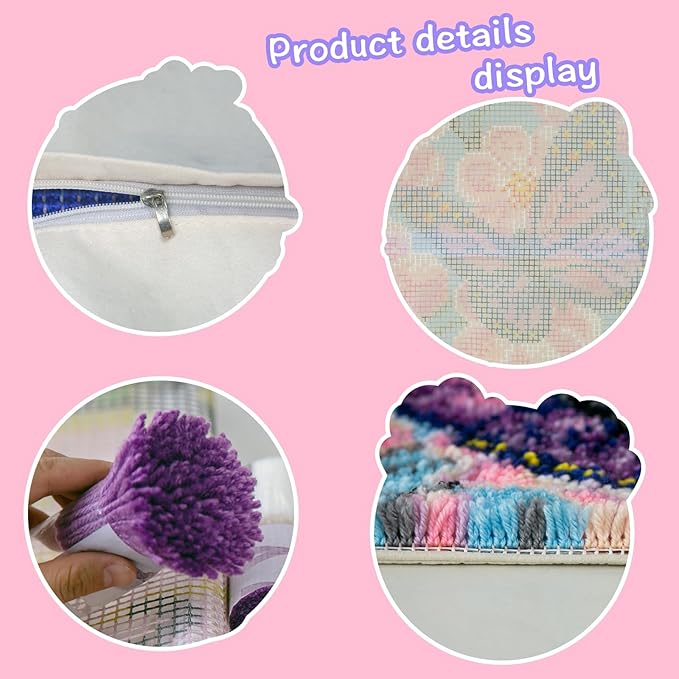 LAPATAIN Latch Hook Kits for DIY Throw Pillow Cover,Red Hat Santa Needlework Cushion Cover Hand Craft Crochet 17x17inch