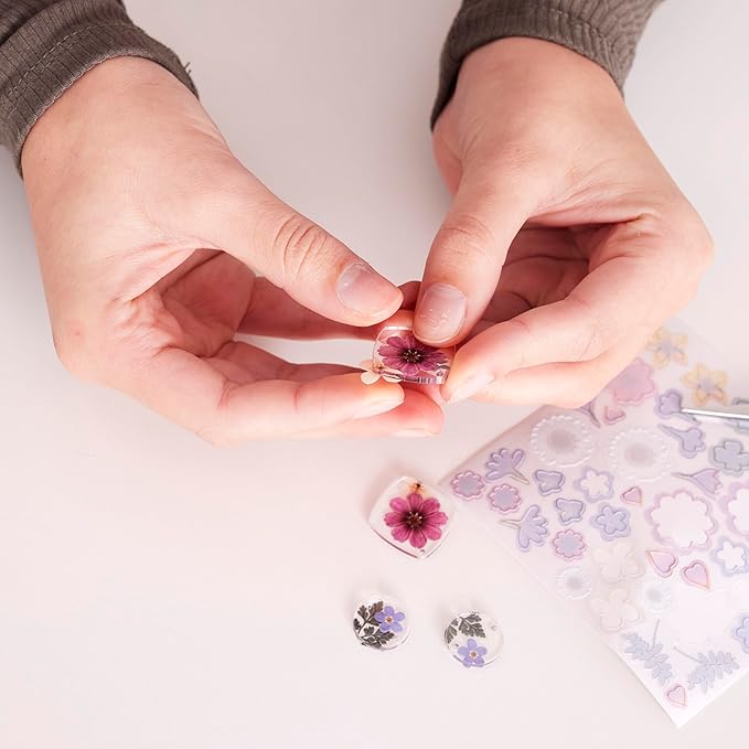 Faber-Castell Pressed Floral Acrylic Earrings - Create 3 Earrings, Jewelry Making Kit and Crafts for Adults, Pressed Floral Earring Making Kit, Easter Basket Stuffers