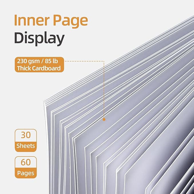 Vienrose DIY Scrapbook Photo Album Kit with Pens Tapes and Stickers 60 Pages Hardcover 8.5x11 Inches 3 Rings Removable Black Paper Scrapbooking Gift for Lover Friends Kids Wedding Valentine's White