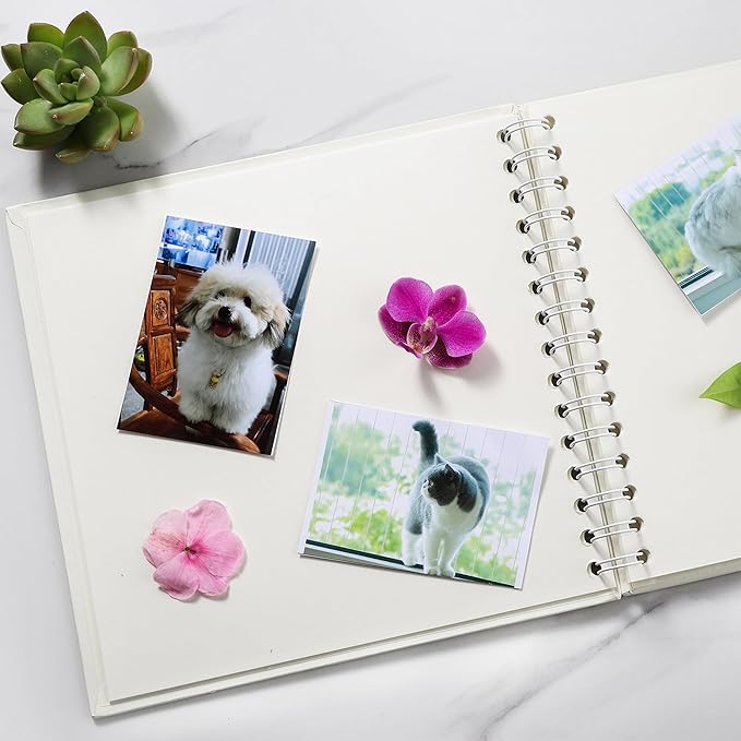 Scrapbook 7 x 7 Inch DIY Square Photo Window, Memory Book for Parents and Kids, Photo Album Hardcover Kraft Paper Cream 20 Sheets/ 40 Pages